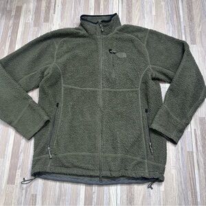 The North Face Olive Green Full Zip Fleece Jacket Mens Large